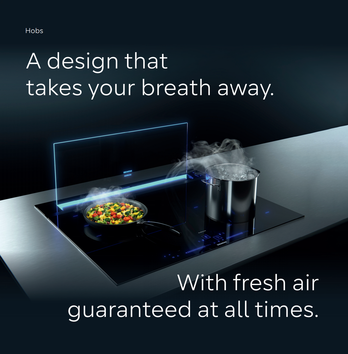 Siemens iQ700 90cm black downdraft kitchen hood with clear glass, modern design for efficient ventilation in urban kitchens