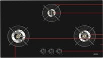 Bosch HOB PPE9O6F20I – 90cm, 3 Burner | True Brass Burner 3D